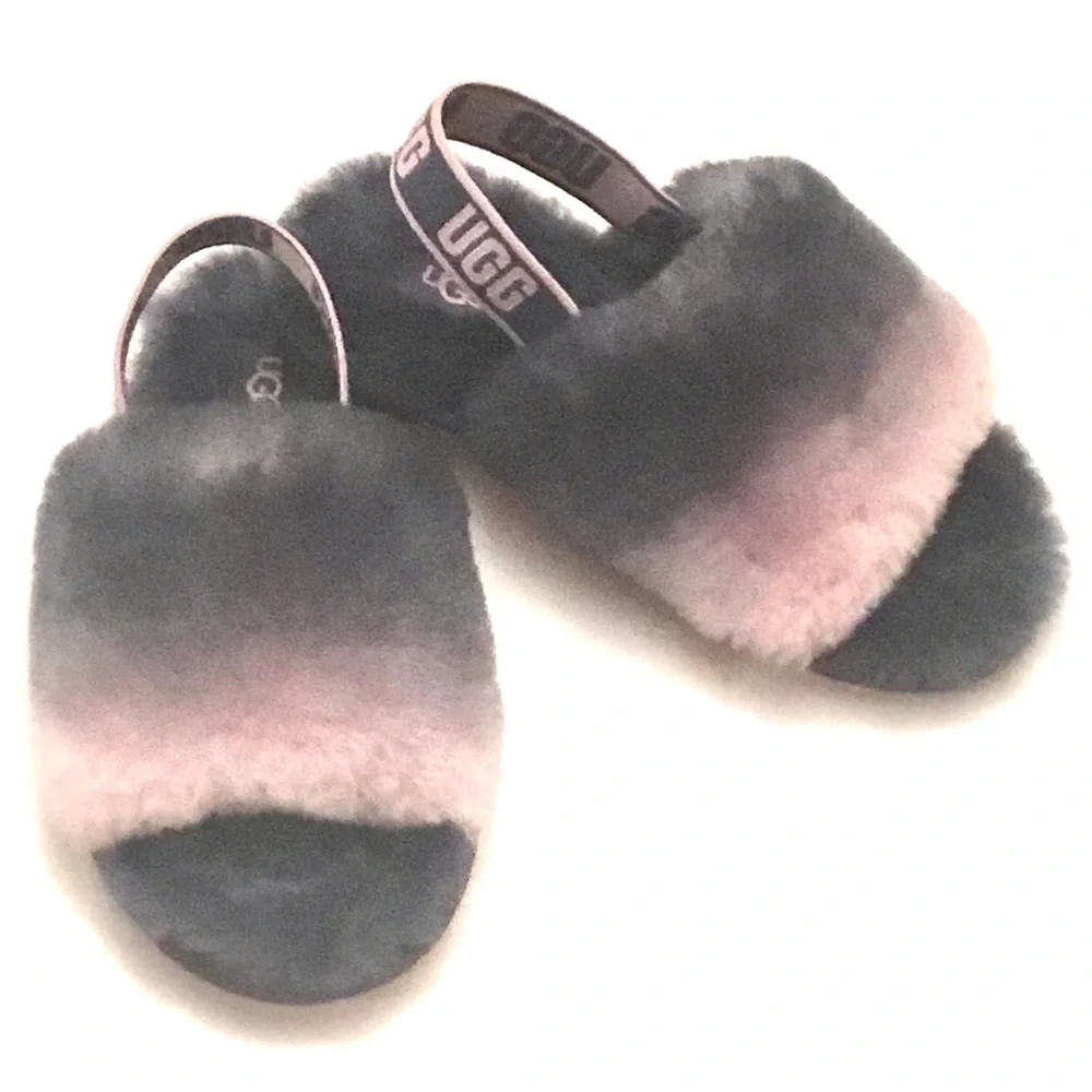 UGG Fluff Yeah Size 11 Slide Shoes Gradient Gray Pink Combo